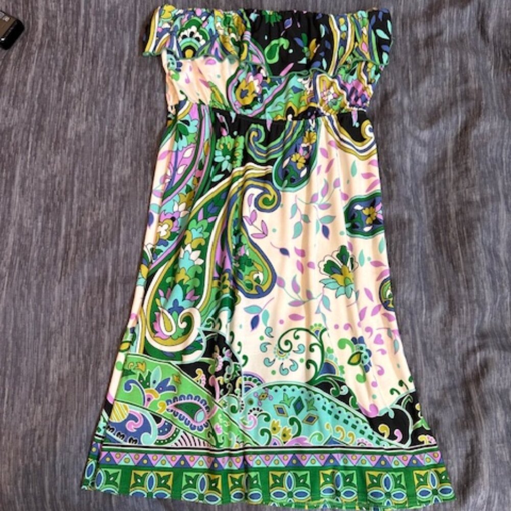 Aqua Strapless Ruffle Top Dress - Size M